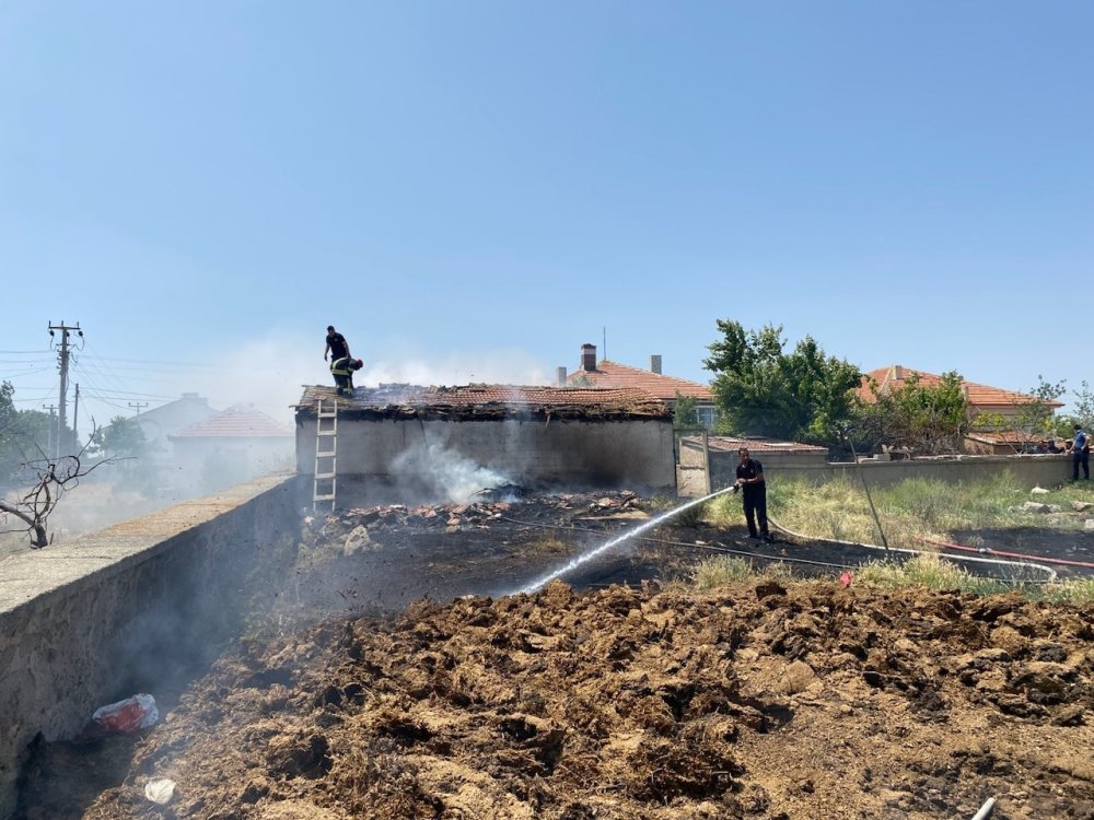 Çiftlikteki yangın can kaybı olmadan atlatıldı
