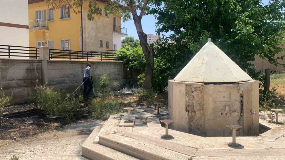 Cami avlusundaki kuru otlar tutuştu