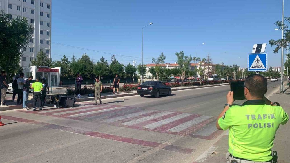 Karaman’da Otomobil ile Çarpışan Motokurye Yaralandı