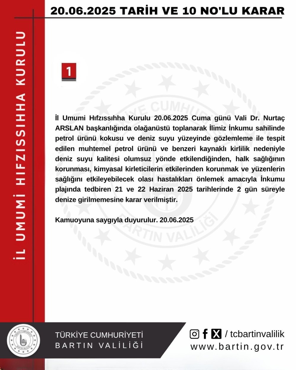 Kirlilik nedeniyle hafta sonunda denize girmek yasaklandı