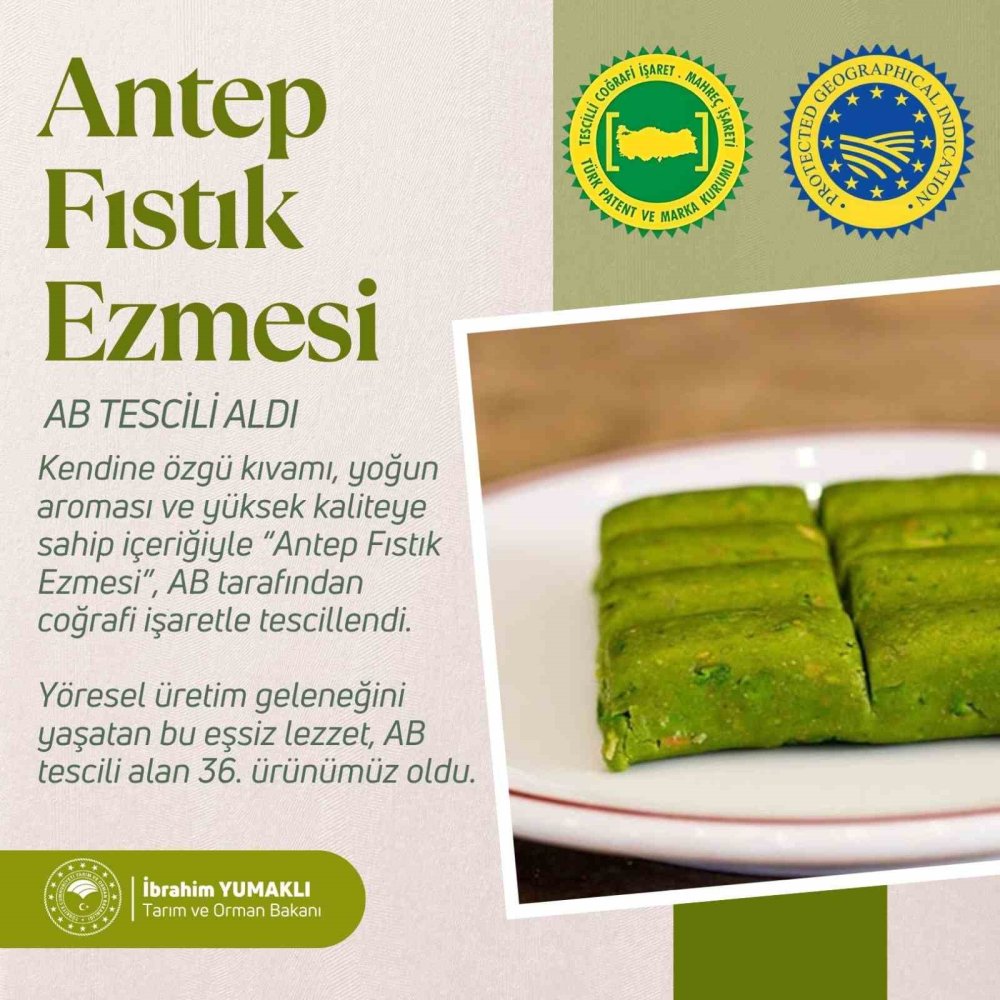 Antep Fıstık Ezmesi’ne AB’den Coğrafi İşaret Tescili