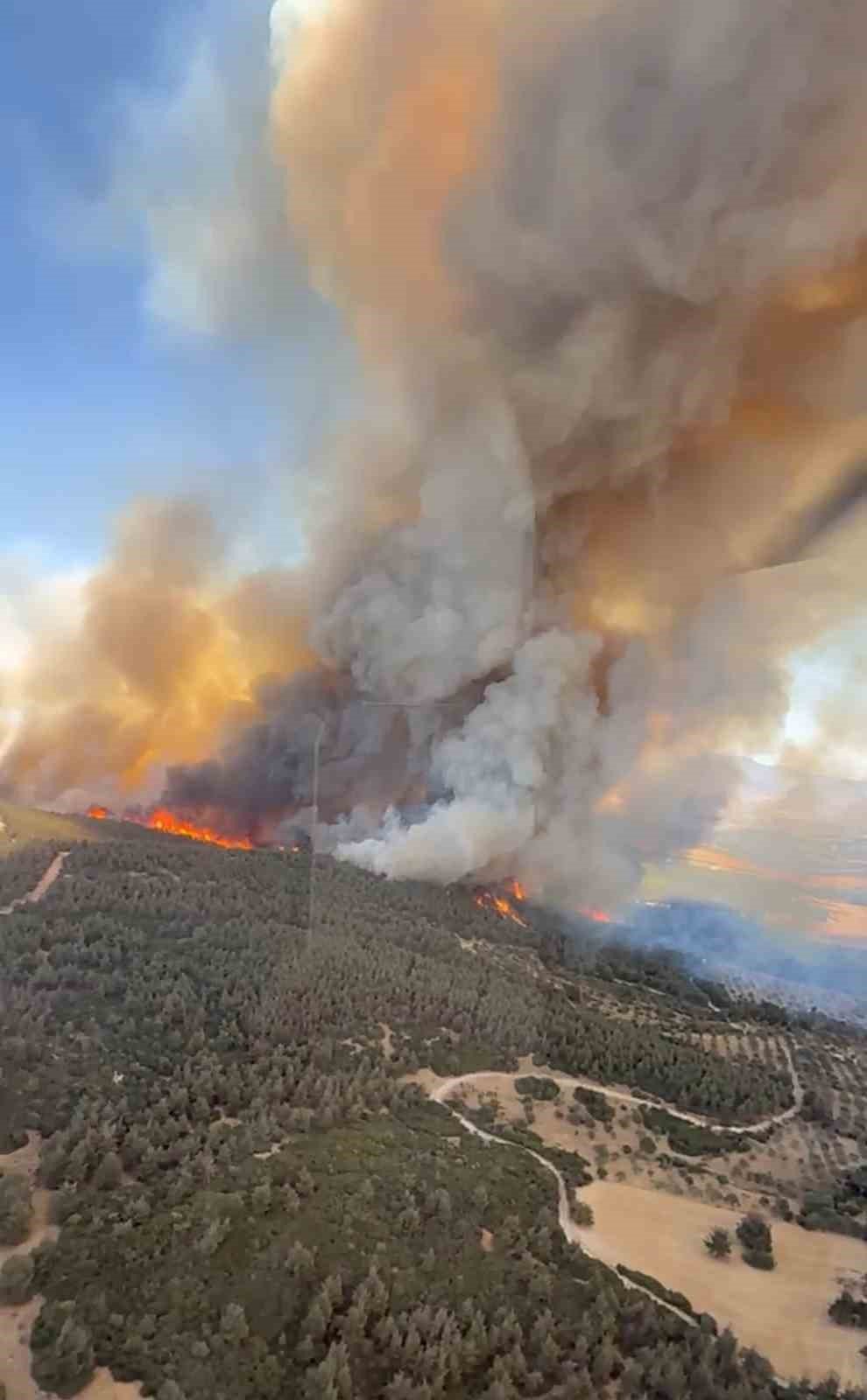 Foça yanıyor, 11 uçakla müdahale ediliyor