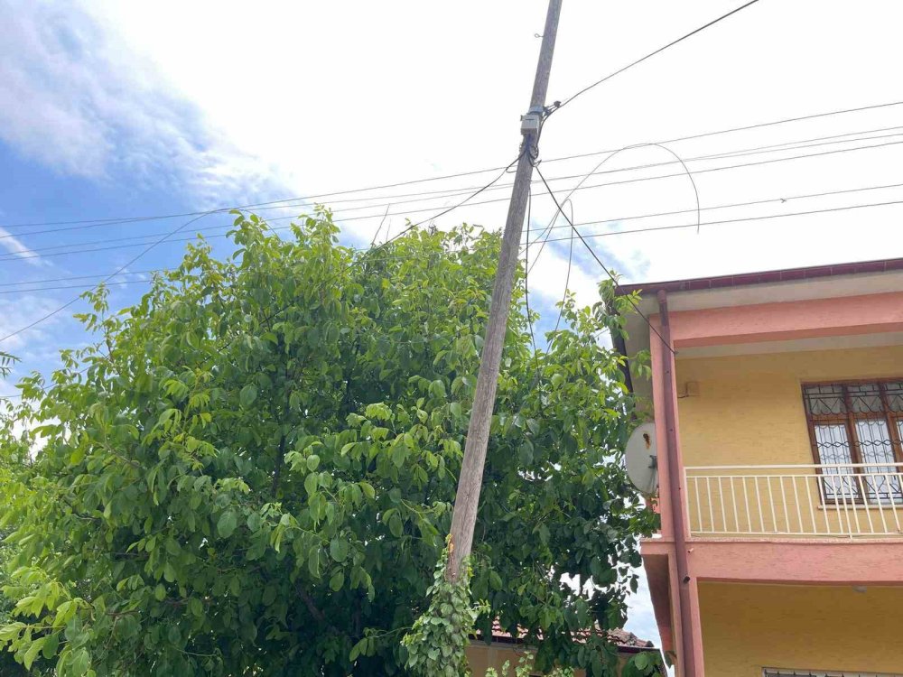 Şiddetli rüzgar mahalleyi elektriksiz bıraktı