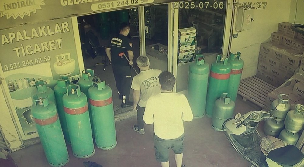 Yılan içeri, esnaf dışarı: O anlar kamerada