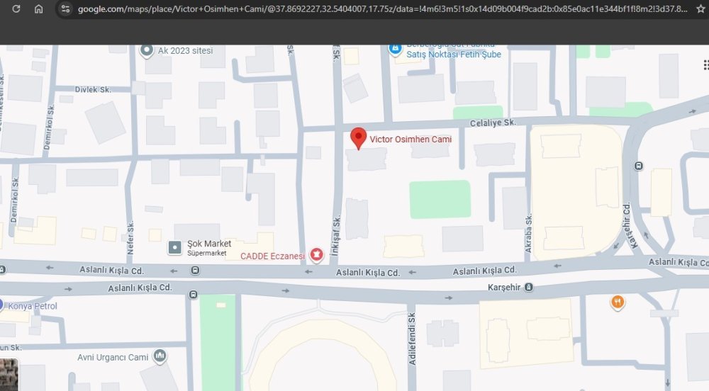 Camiye haritalarda yer ismi olarak Victor Osimhen’in ismini verdiler