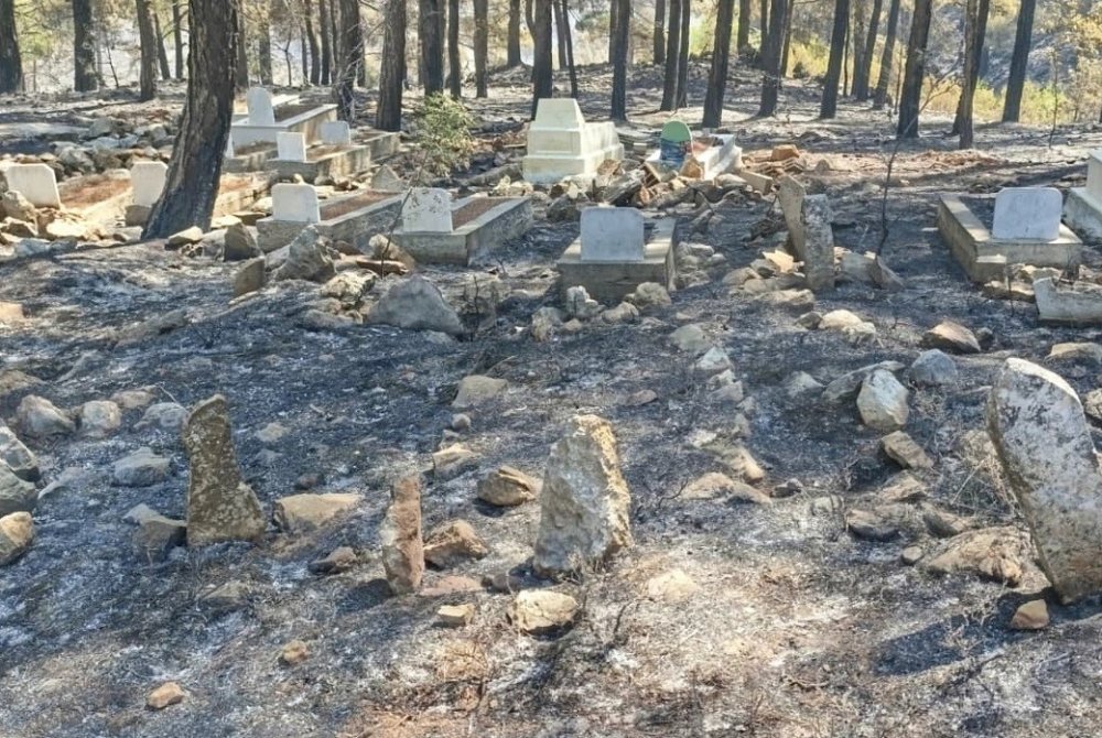 Mezarlığa sıçrayan alevler, türbeye gelince durdu