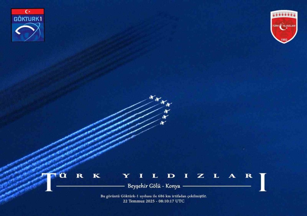 Bir uçuş, iki bakış: Türk Yıldızları’nın Beyşehir gösterisi uzaydan görüntülendi!