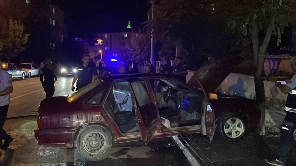 Kendi kendine hareket eden araç, ağaca çarpıp yandı