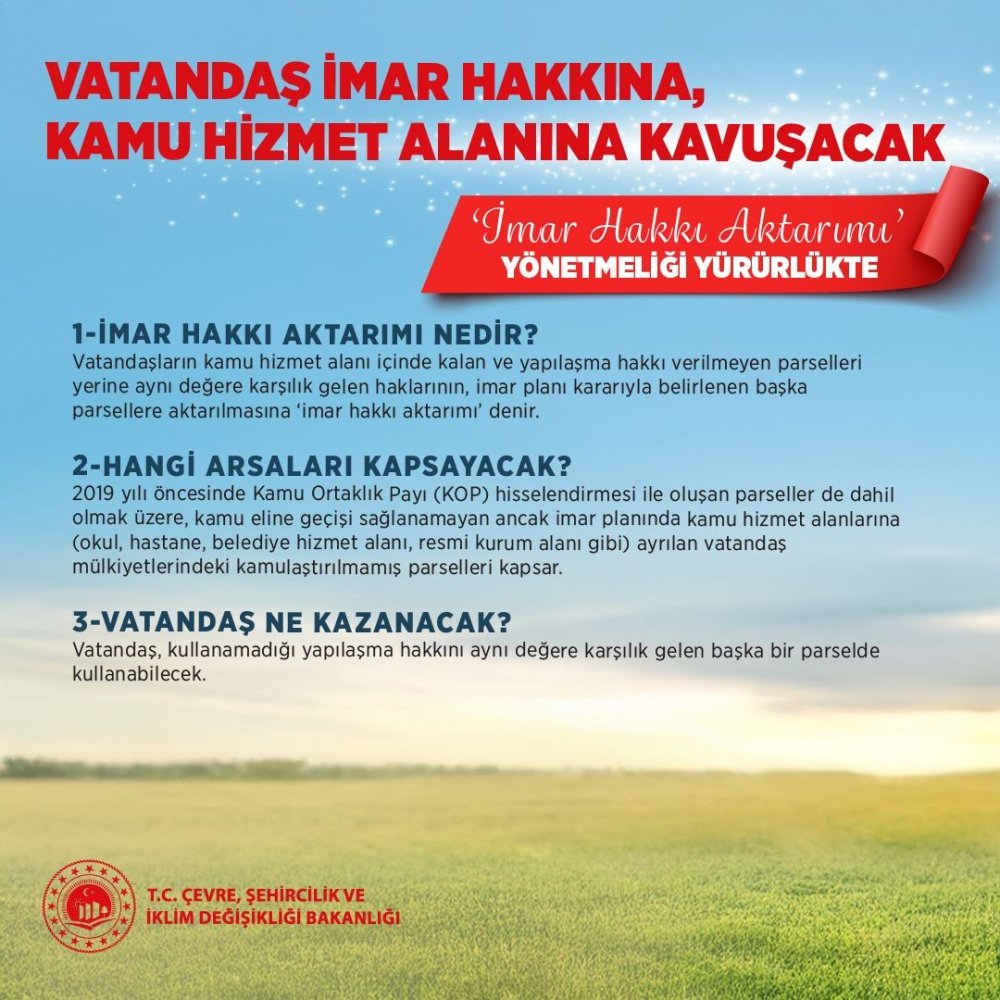 Yılların sorunu çözüldü: İmar hakkı artık aktarılabilecek!