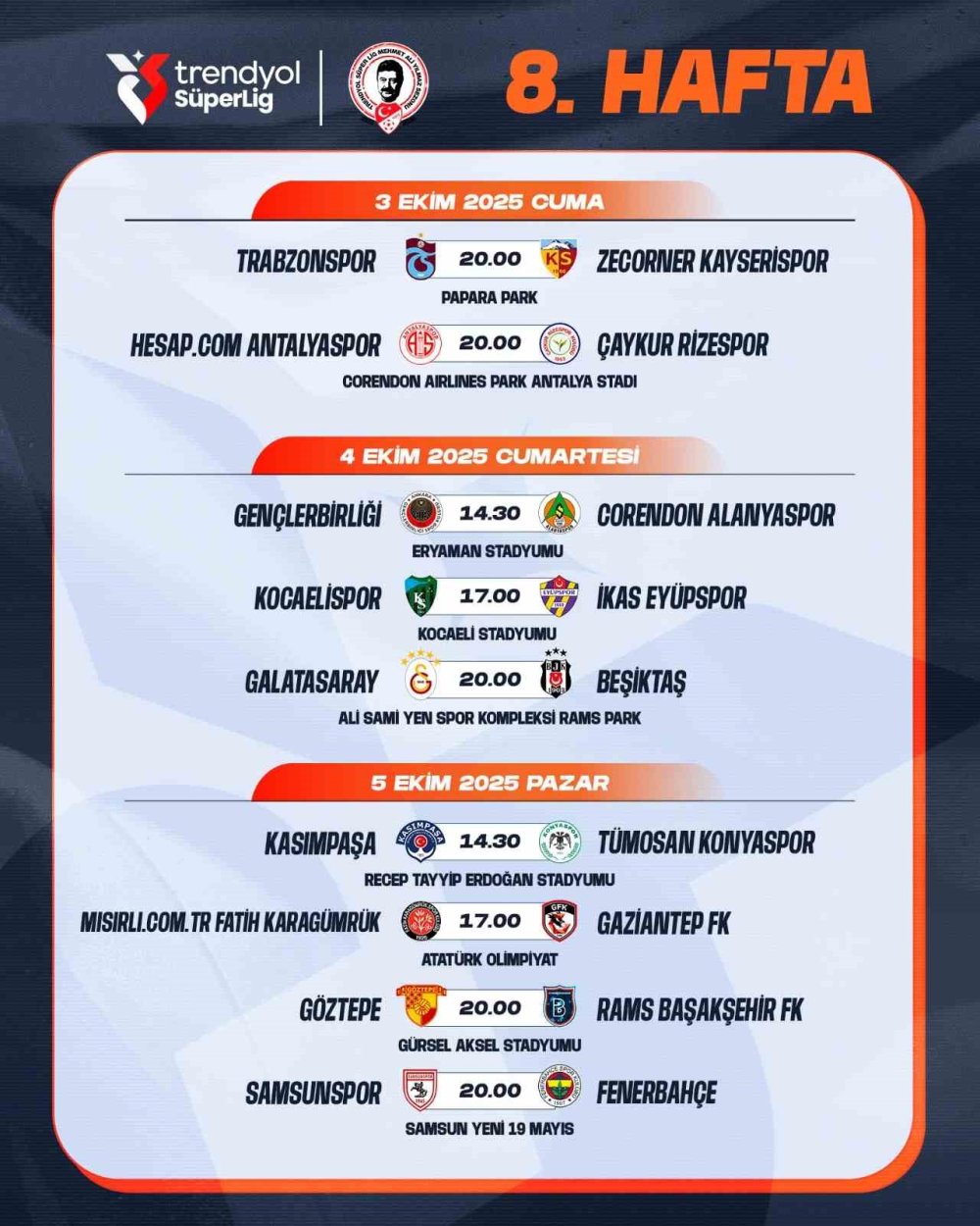 Süper Lig’de maç saatleri değişti, 10 haftalık program açıklandı