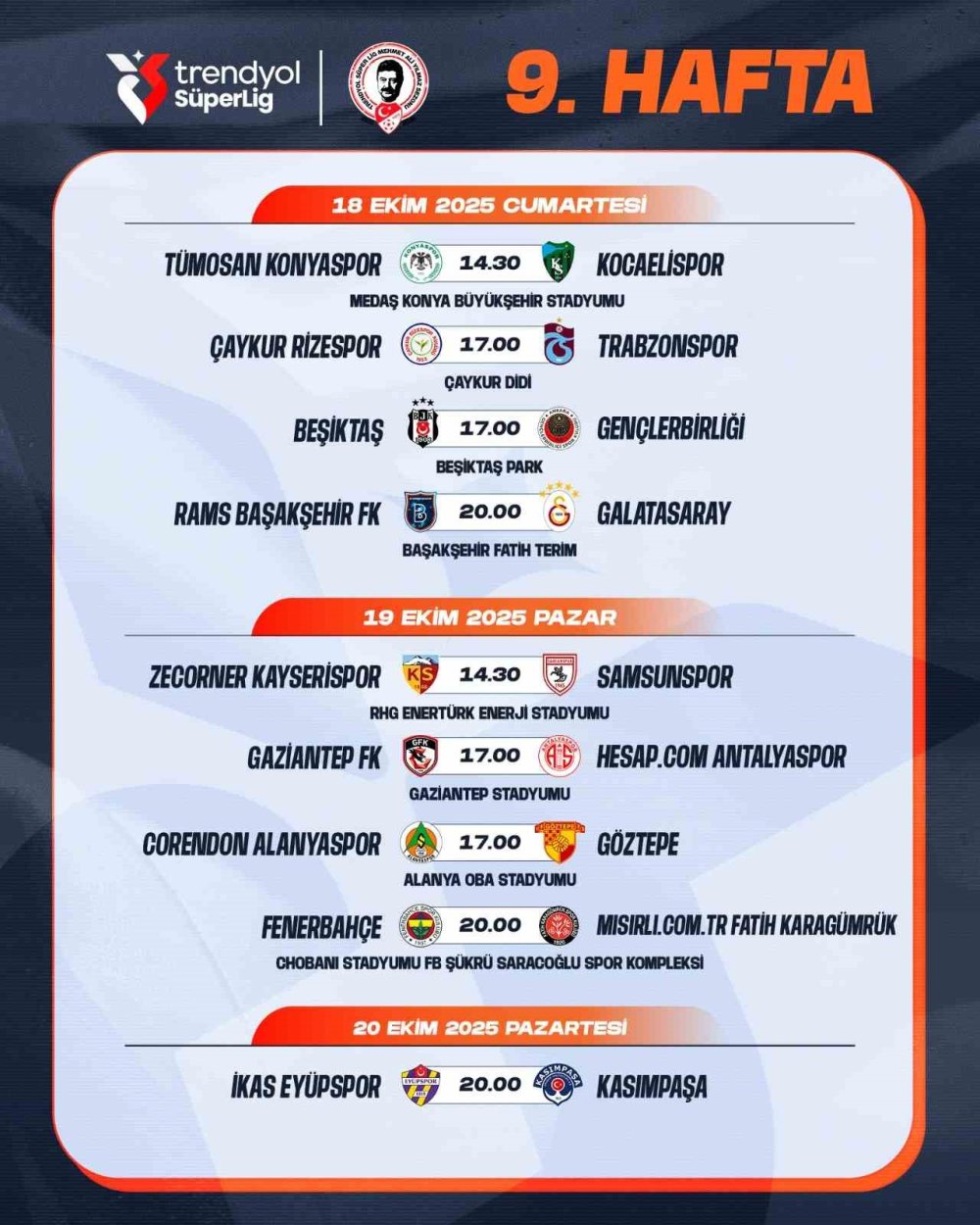 Süper Lig’de maç saatleri değişti, 10 haftalık program açıklandı