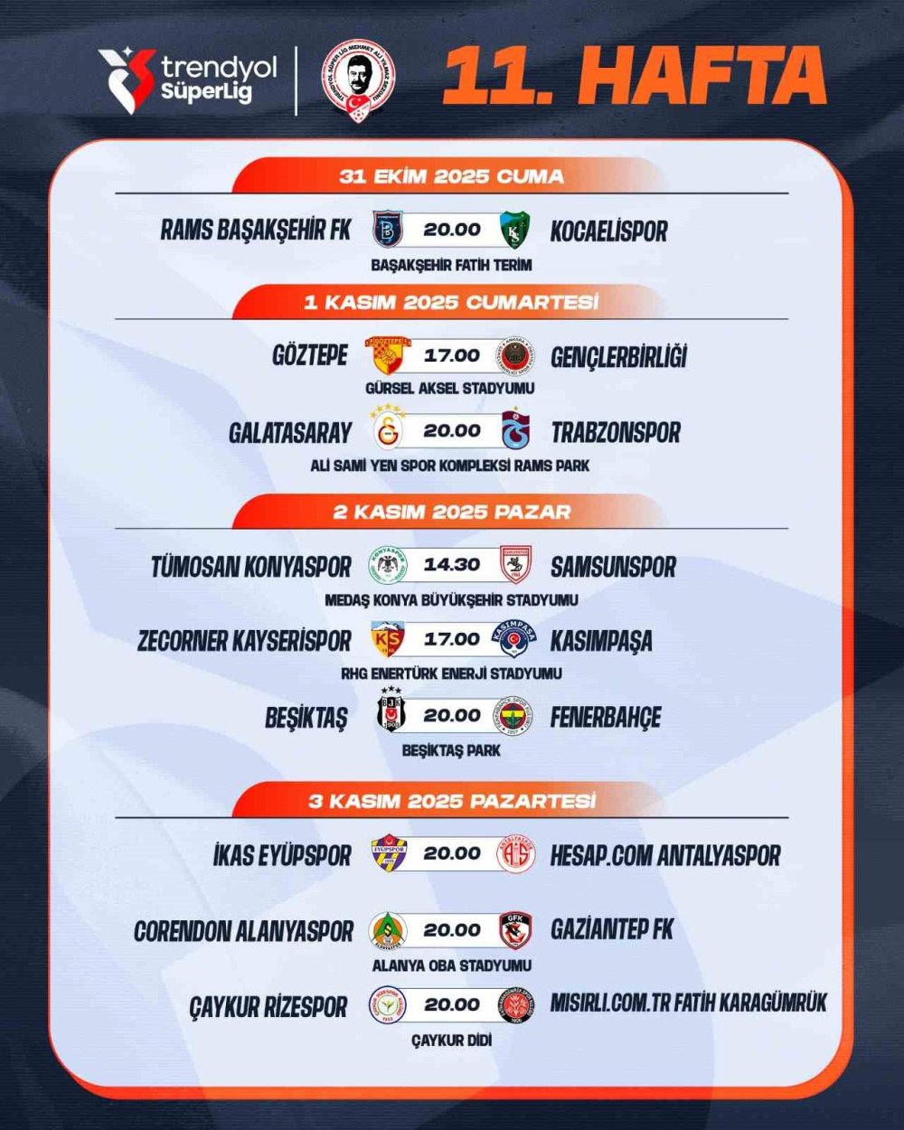 Süper Lig’de maç saatleri değişti, 10 haftalık program açıklandı