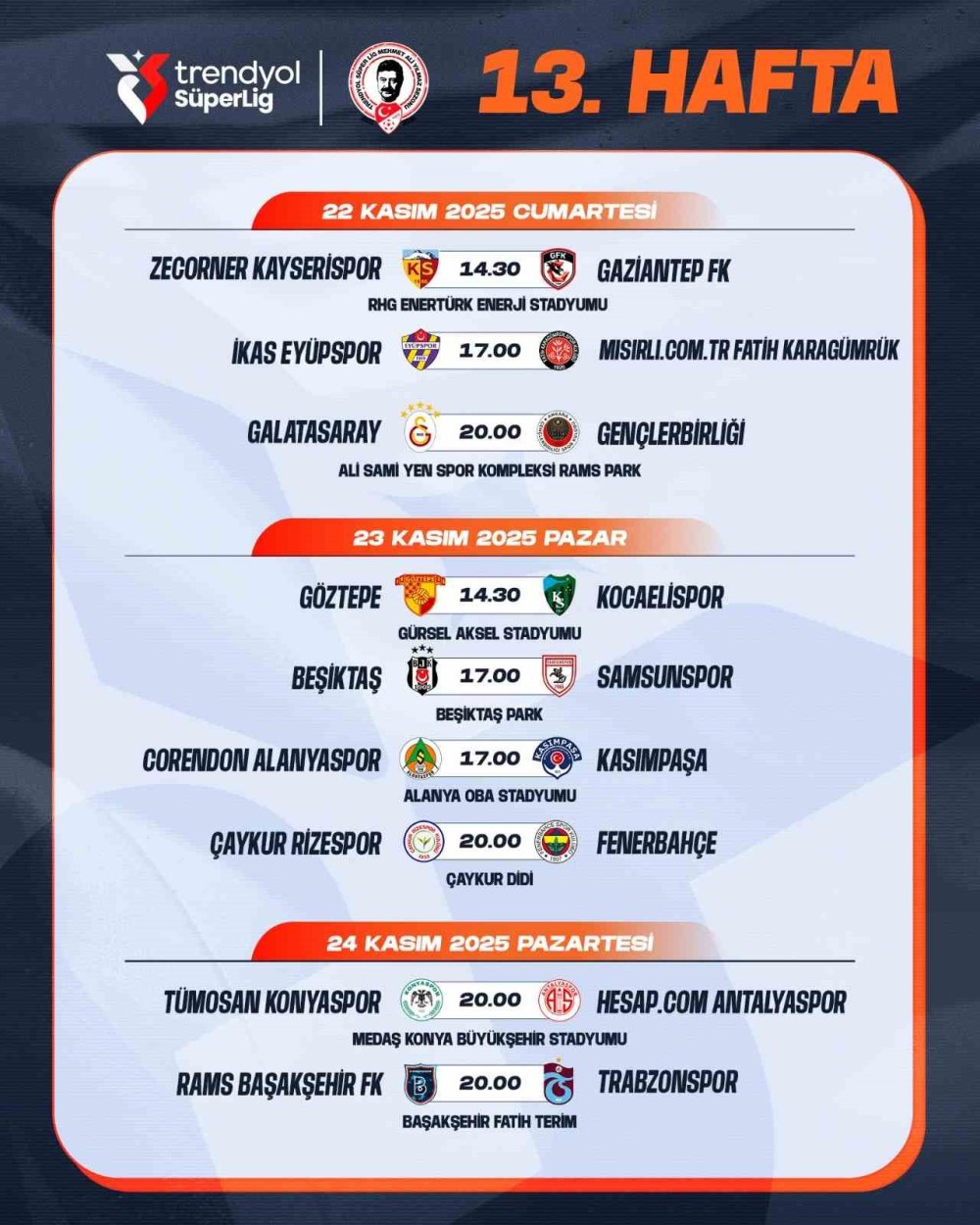 Süper Lig’de maç saatleri değişti, 10 haftalık program açıklandı