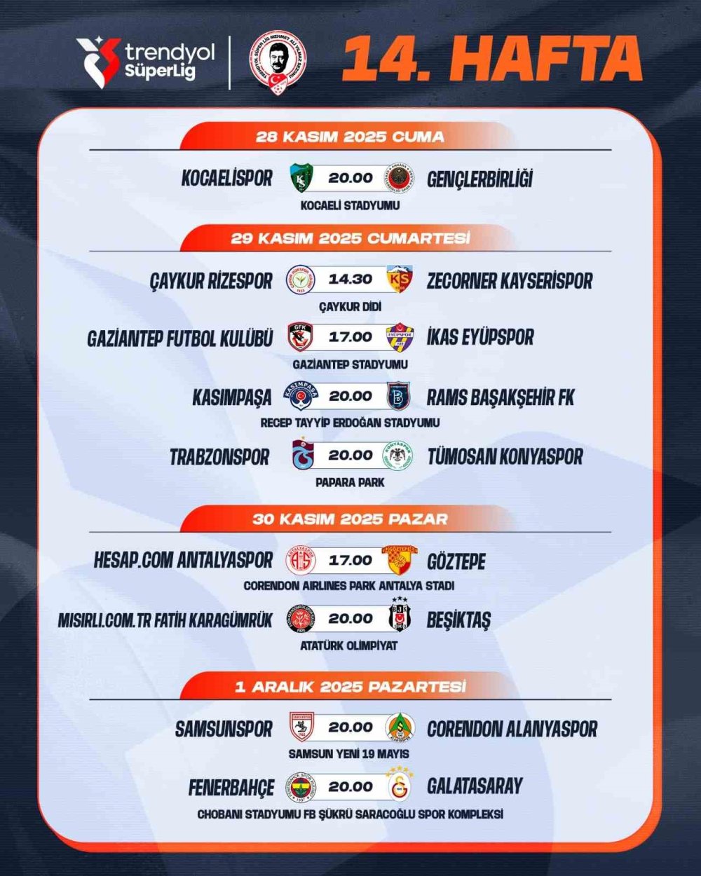 Süper Lig’de maç saatleri değişti, 10 haftalık program açıklandı