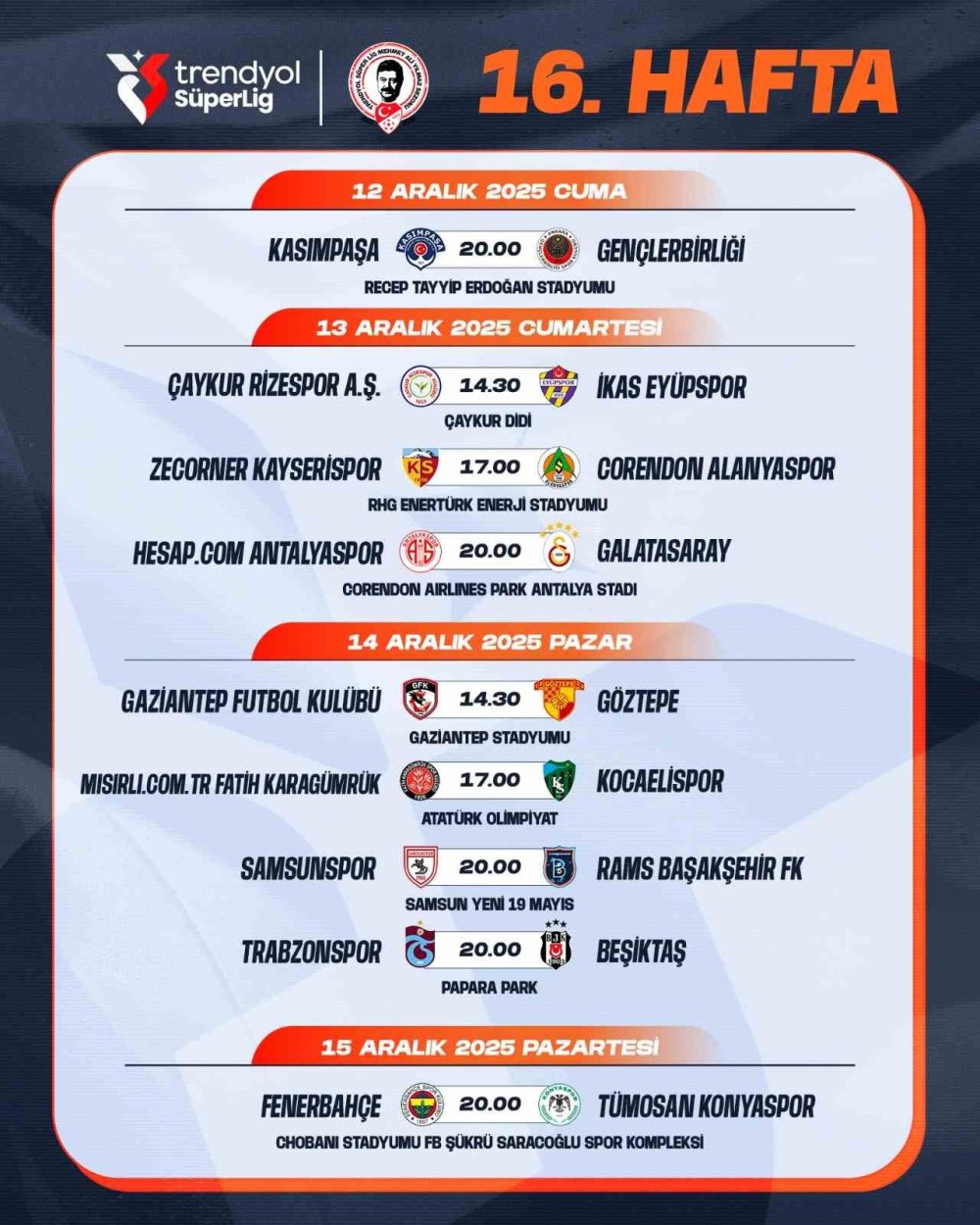 Süper Lig’de maç saatleri değişti, 10 haftalık program açıklandı