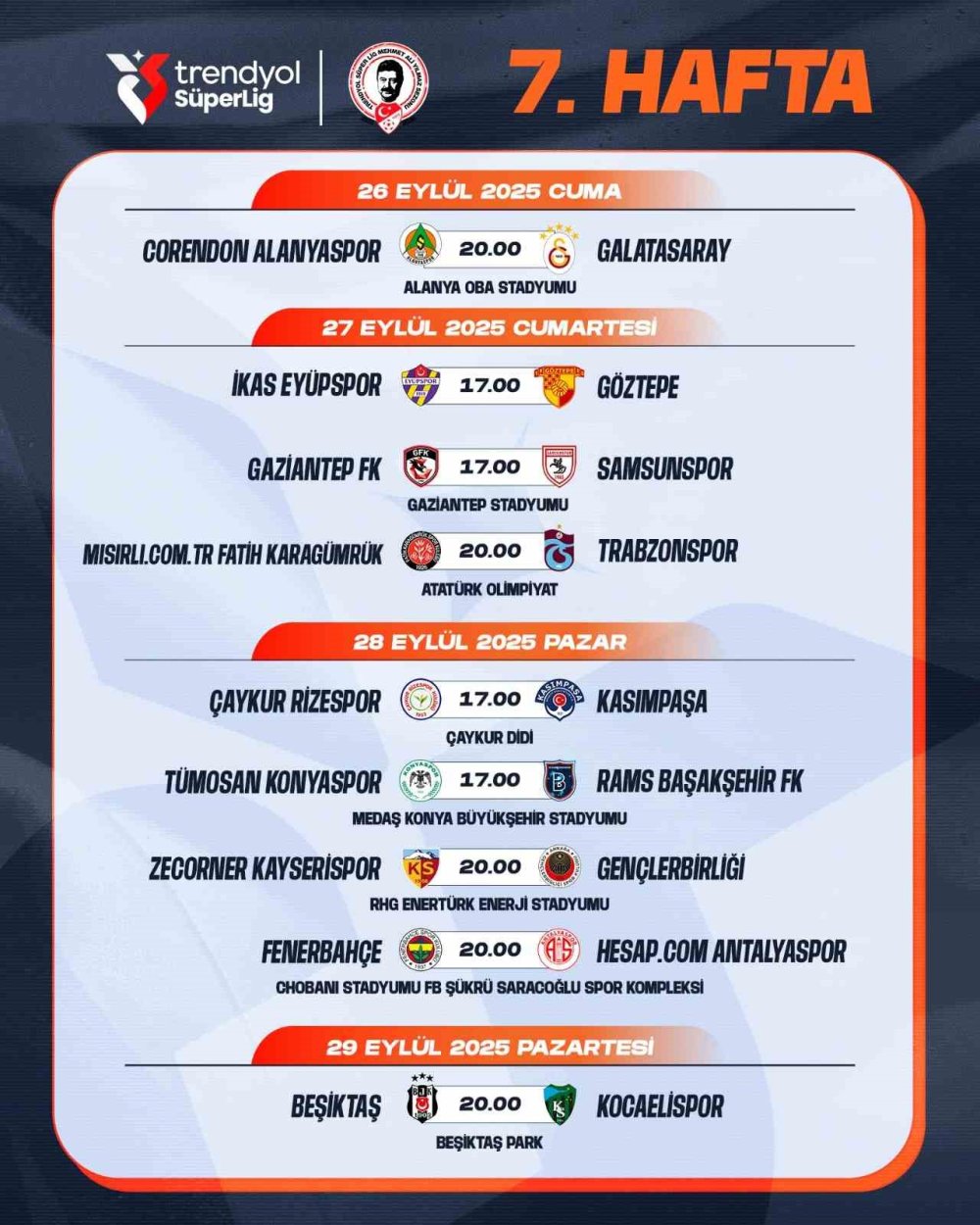 Süper Lig’de maç saatleri değişti, 10 haftalık program açıklandı