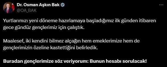 GSB yurdunda yaşanan skandala Bakan Bak'tan sert tepki