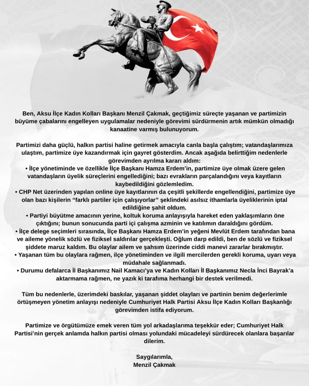 CHP'li kadın kolları başkanı 'hayal kırıklığı'ndan istifa etti