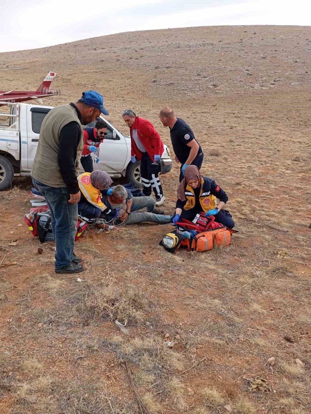 Konya'da hava ambulansı çoban Kadir Bulut için havalandı