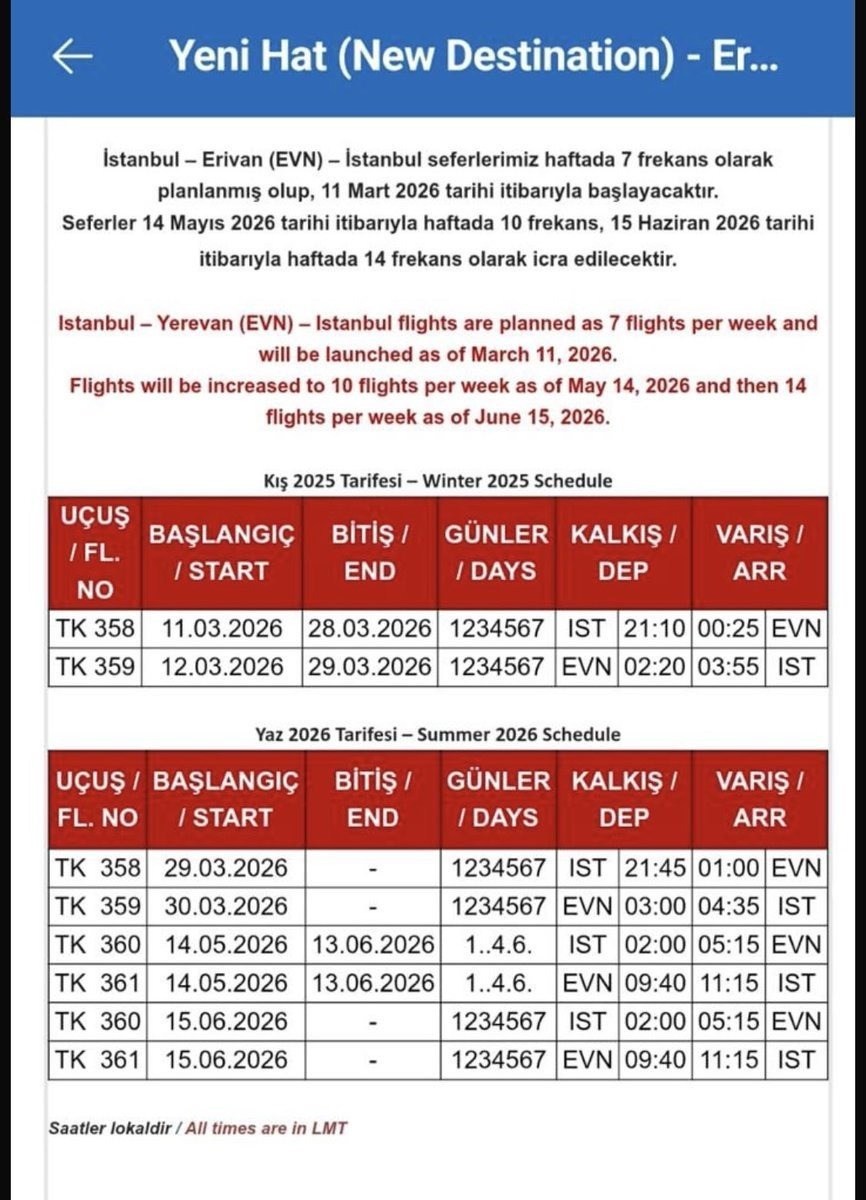 THY Ermenistan'a uçacak! Tarife açıklandı
