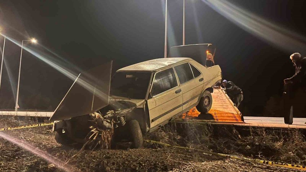 Domuza Çarpıp Şarampole Uçtu! Sürücü Hayatını Kaybetti