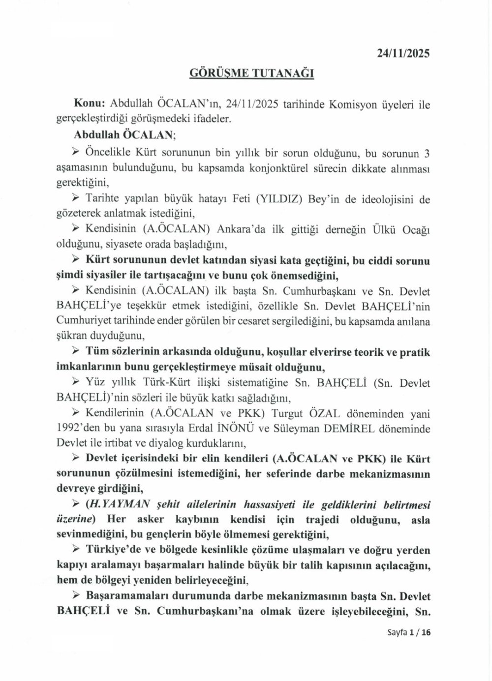 TBMM, İmralı görüşmesinin tutanaklarını yayımladı