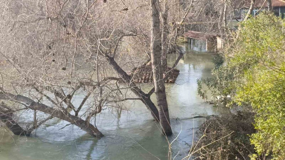 Oymapınar’dan bırakılan su Manavgat Irmağı’nı taşırdı! Şantiyeler su altında