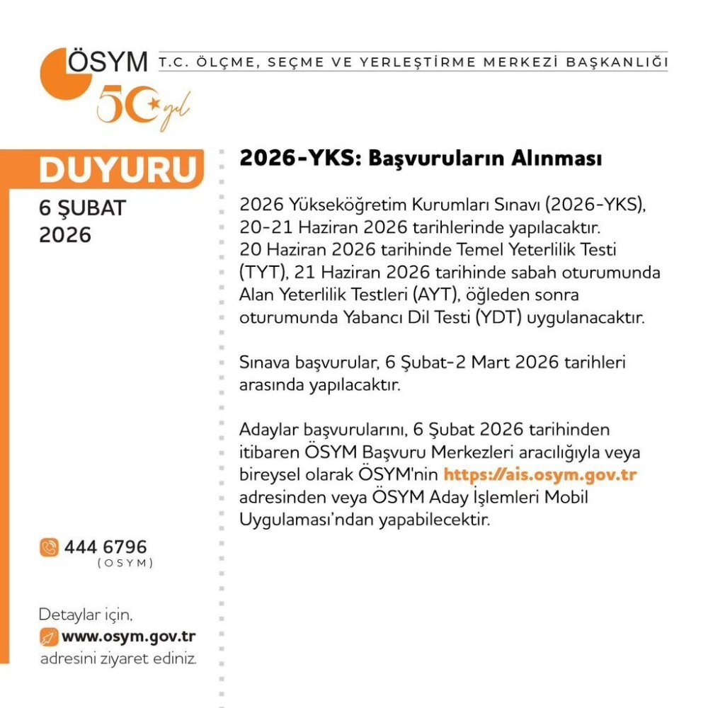 2026 YKS Başvuruları Başladı: Sınav 20-21 Haziran’da