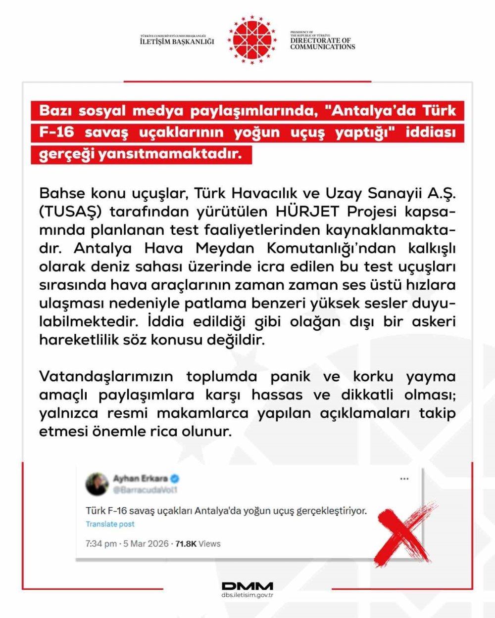 DMM’den Antalya’daki F-16 iddialarına açıklama