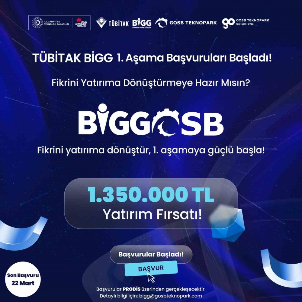 TÜBİTAK destekli BİGGOSB 2026 programı için başvurular başladı