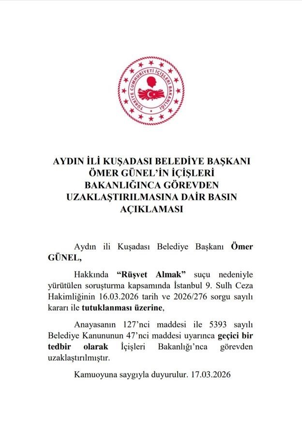 Belediye Başkanı Görevden Uzaklaştırıldı