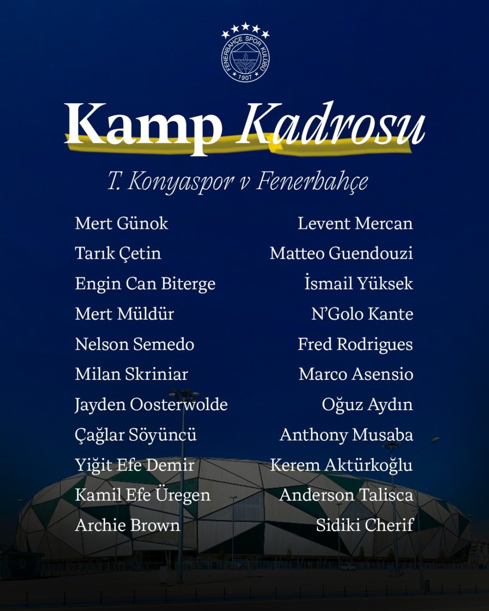 Fenerbahçe, Konyaspor maçına hazır