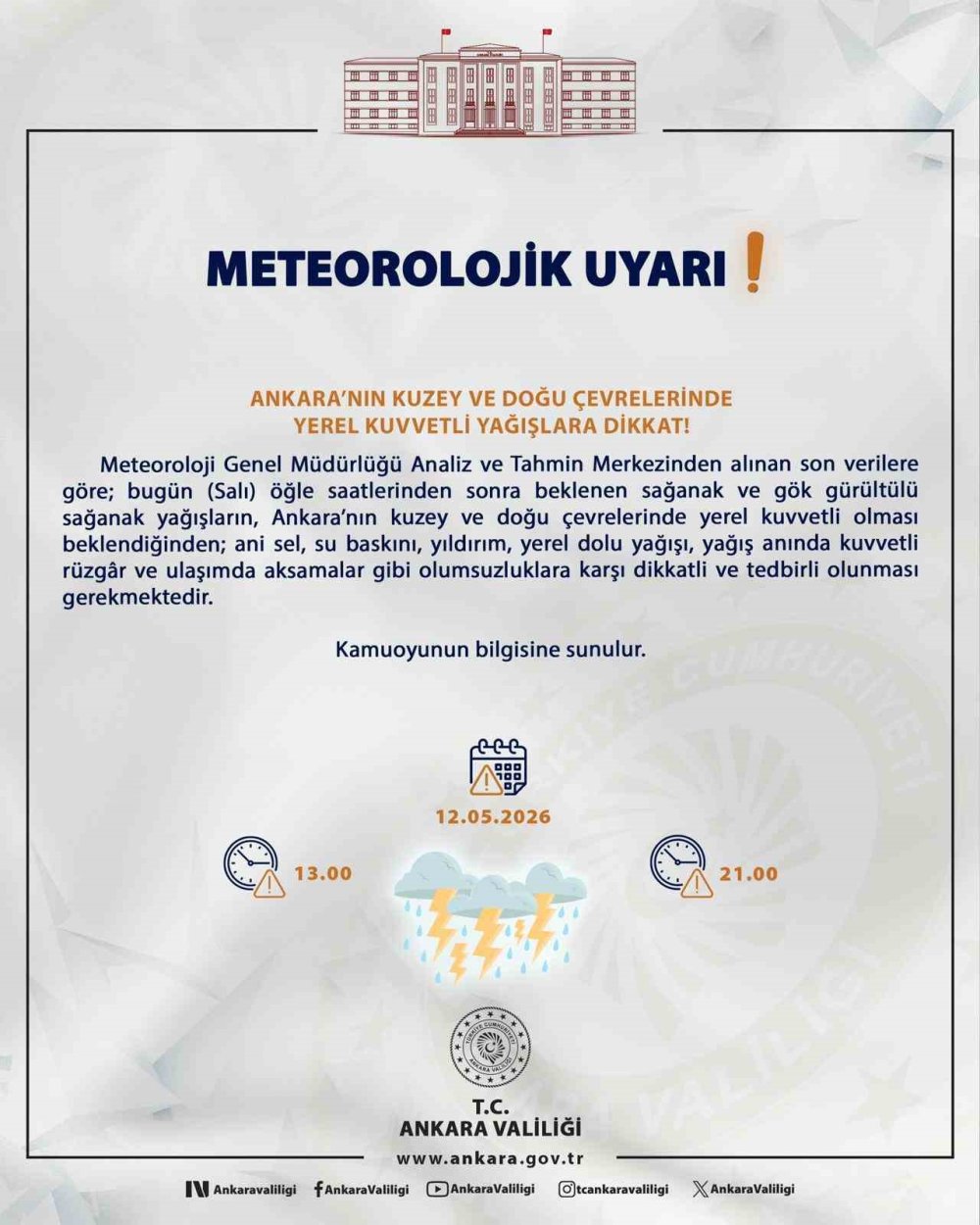 Ankara'da Gökyüzü Deliniyor: Valilikten 'Turuncu' Kodlu Uyarı!