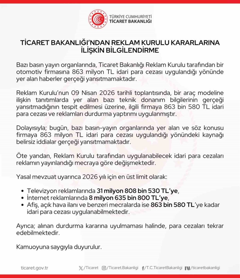 Otomotiv Devine 863 Milyon TL Ceza İddiasına Bakanlıktan Net Cevap