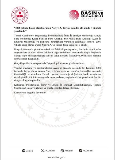 18 Yıllık Sır Perdesi Aralandı: Naciye A. Cinayeti Çözüldü