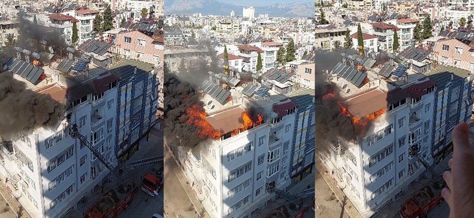Terastaki yangında can pazarı: Pencerede kurtulmayı beklediler