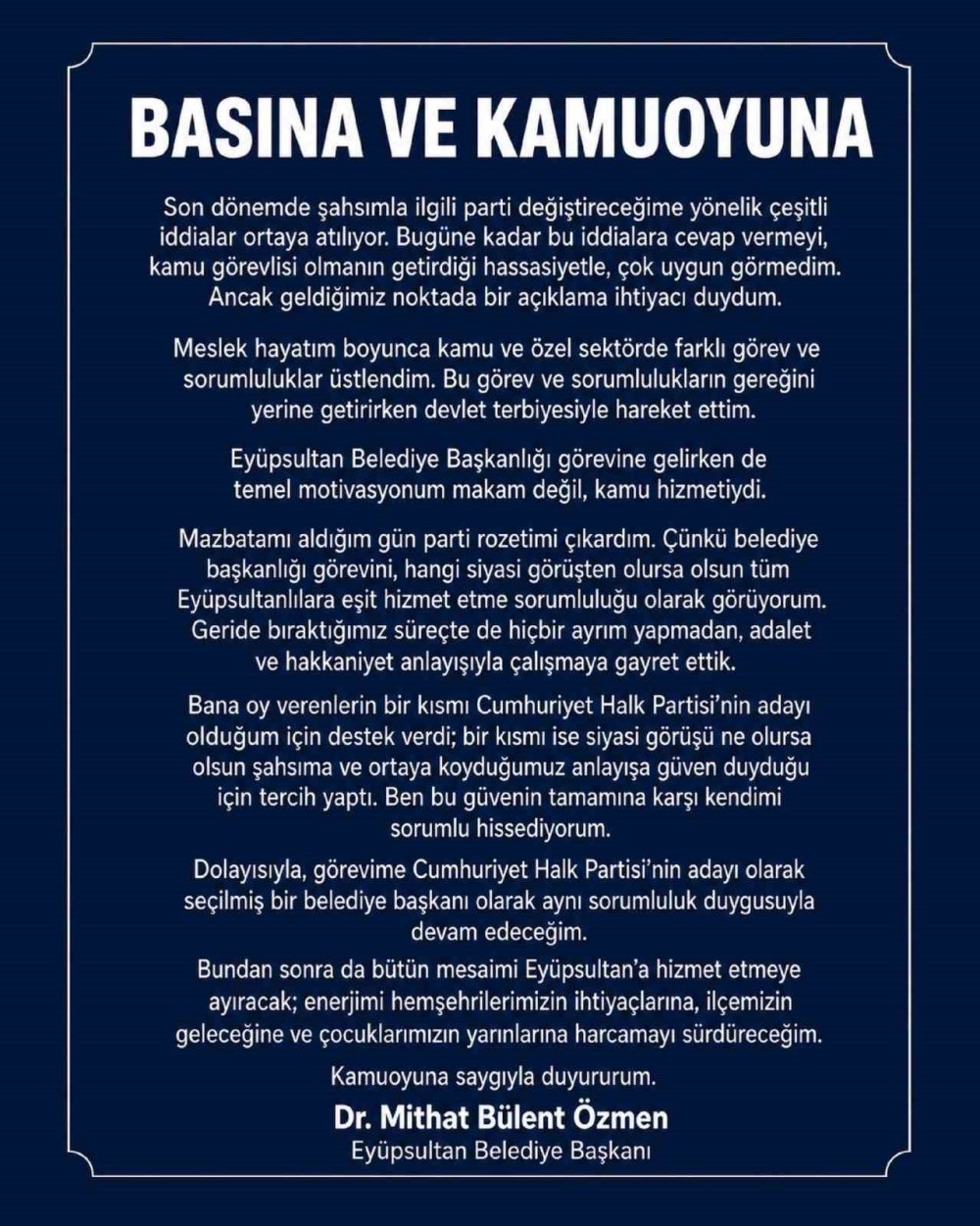 Yeni Parti'ye geçeceği söyleniyordu, Başkan Özmen'den net yanıt geldi
