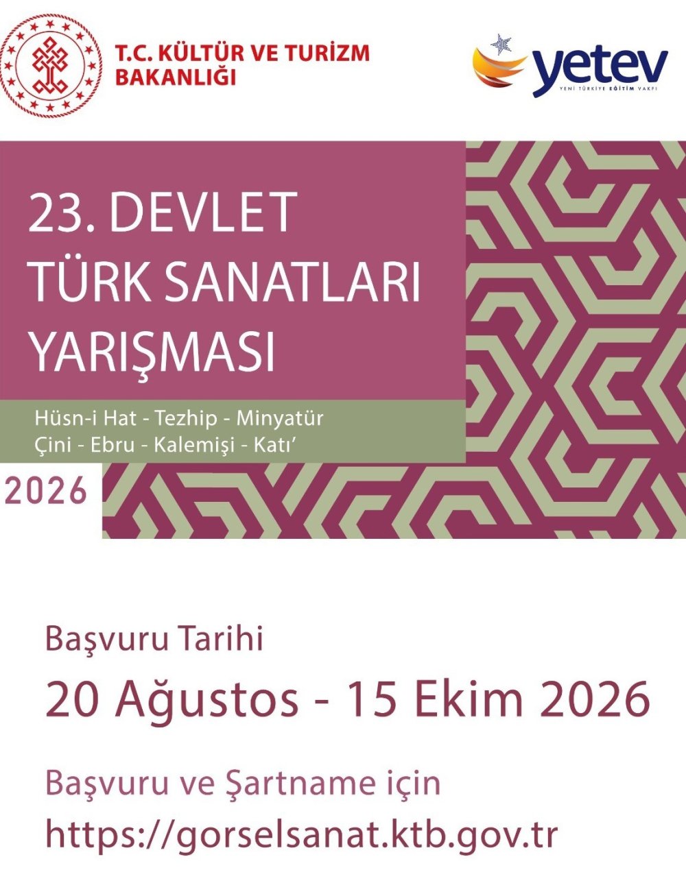 Devlet Türk Sanatları Yarışması’nın 23’üncüsü başlıypr