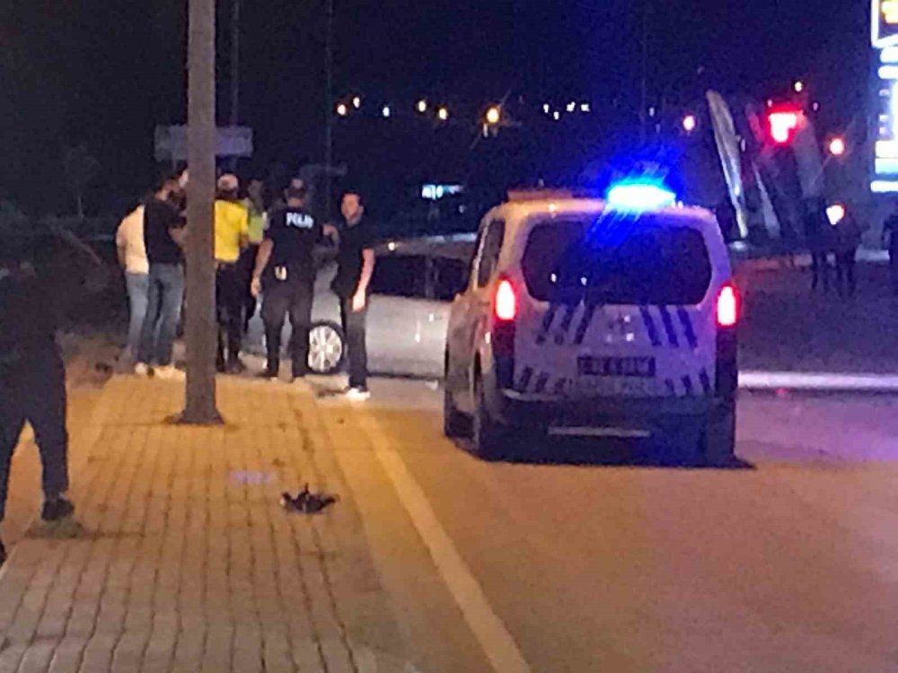 Kontrolden çıkan otomobil direği devirdi