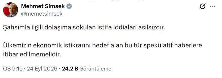 Bakanlık ve Şimşek'ten İddialara Yanıt: İlişki de Yok İstifa da