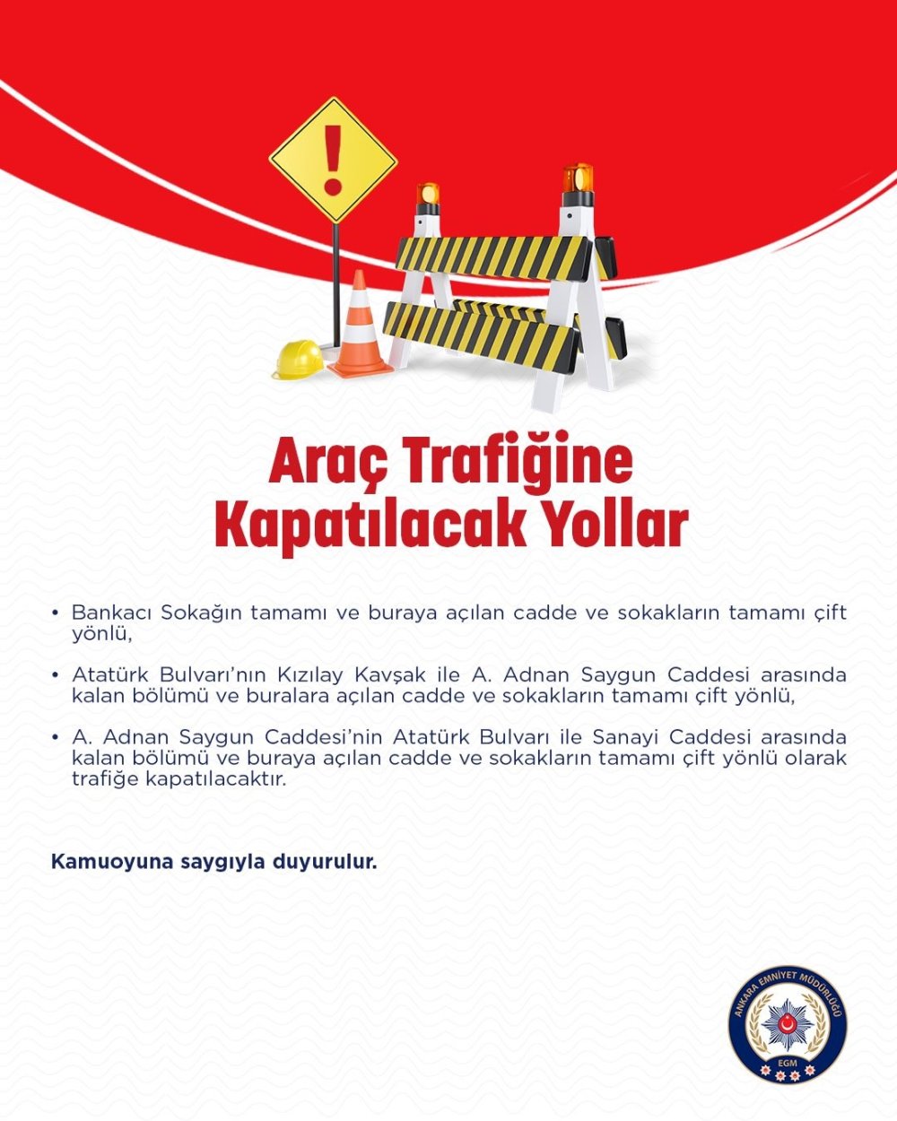 Ankara'da alternatif güzergahlar açıklandı