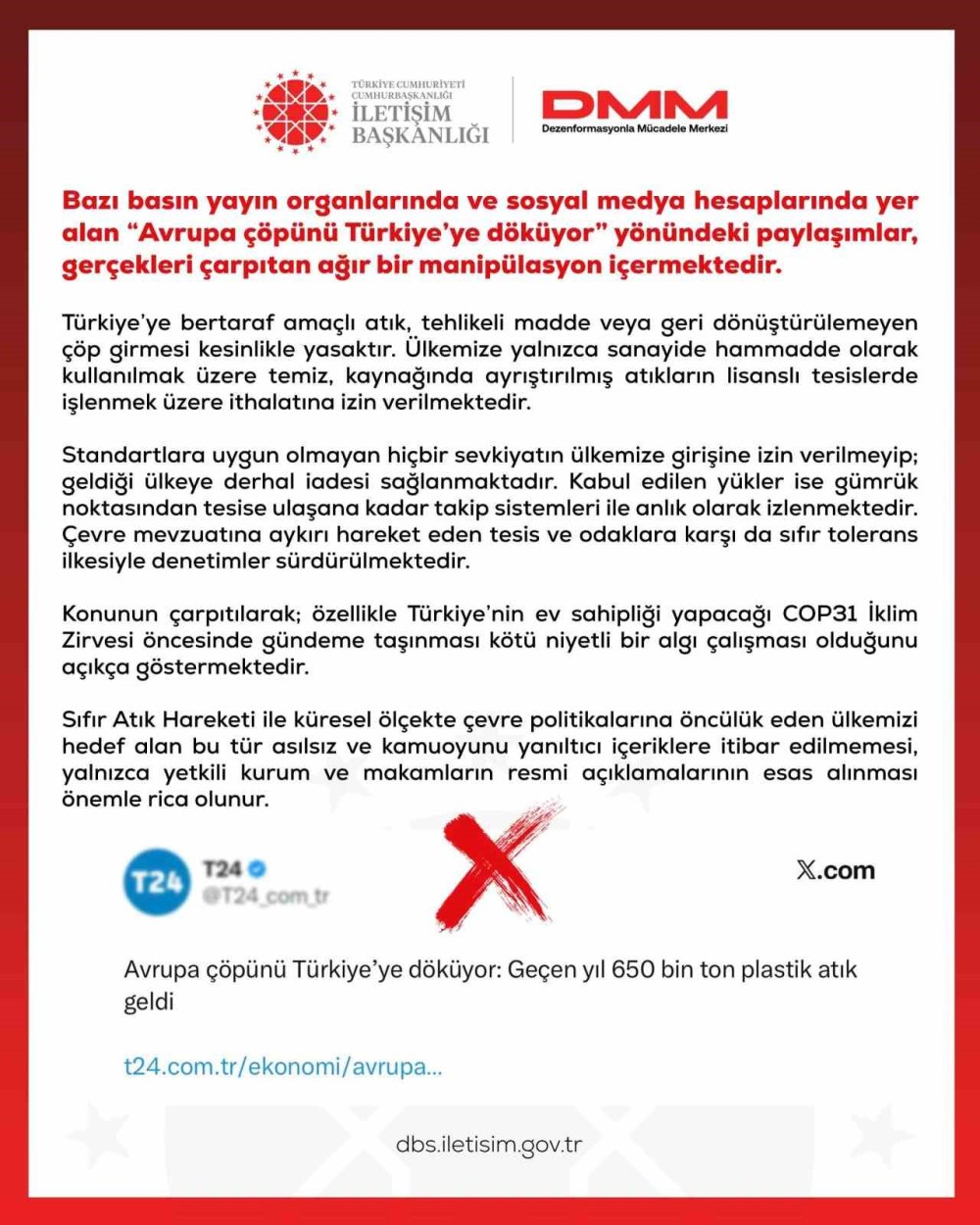 DMM'den 'Avrupa çöpünü Türkiye’ye döküyor' paylaşımları manipülasyon açıklaması