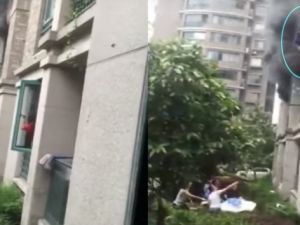 Çocuğunu 3. kattan aşağı bıraktı