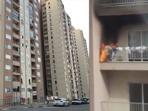 'Kuşlar gelmesin' diye balkon korkuluklarına astığı poşetler alev alınca böyle söndürdü
