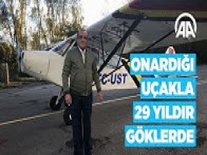 Terasında onardığı 68 yaşındaki uçakla 29 yıldır göklerde