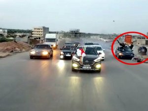 Düğün konvoyunda makas ve ters şerit dehşeti